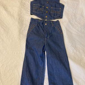Girls 70s vest and Rhinestone Jeans Set - Sears & Roebucks